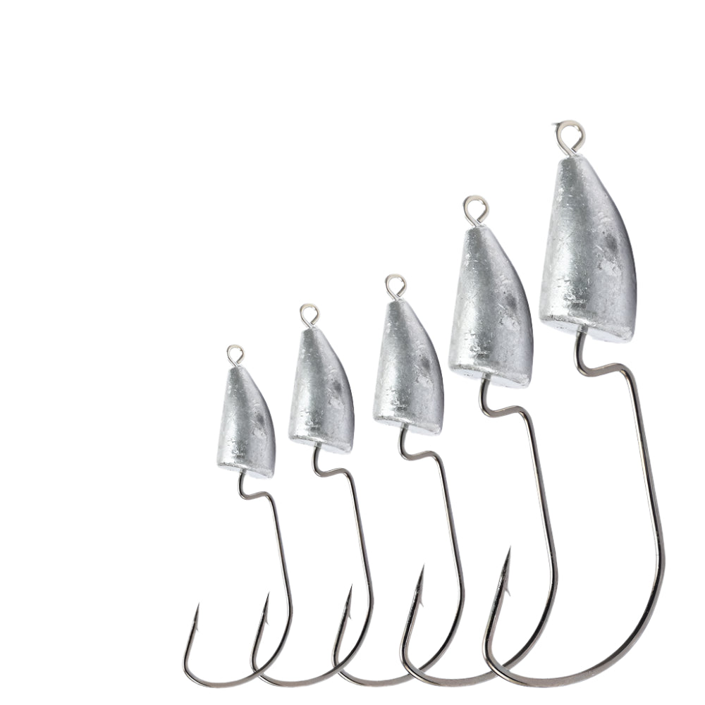 Lead Head Crank Hooks – Barbed Carbon Steel Fishing Hooks (5-Pack)