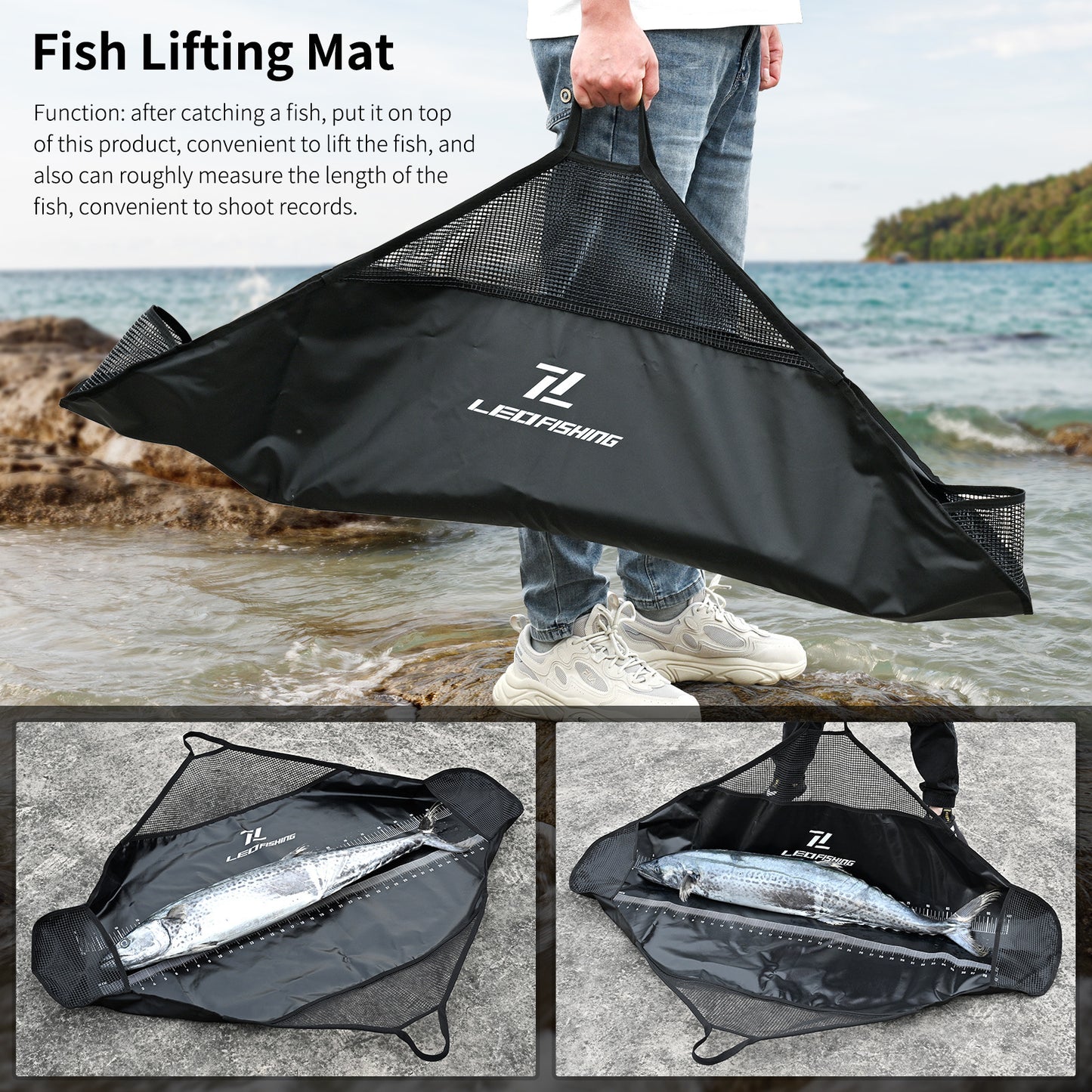 Fish Measuring Mat with Ruler – Waterproof PVC Leather, Portable