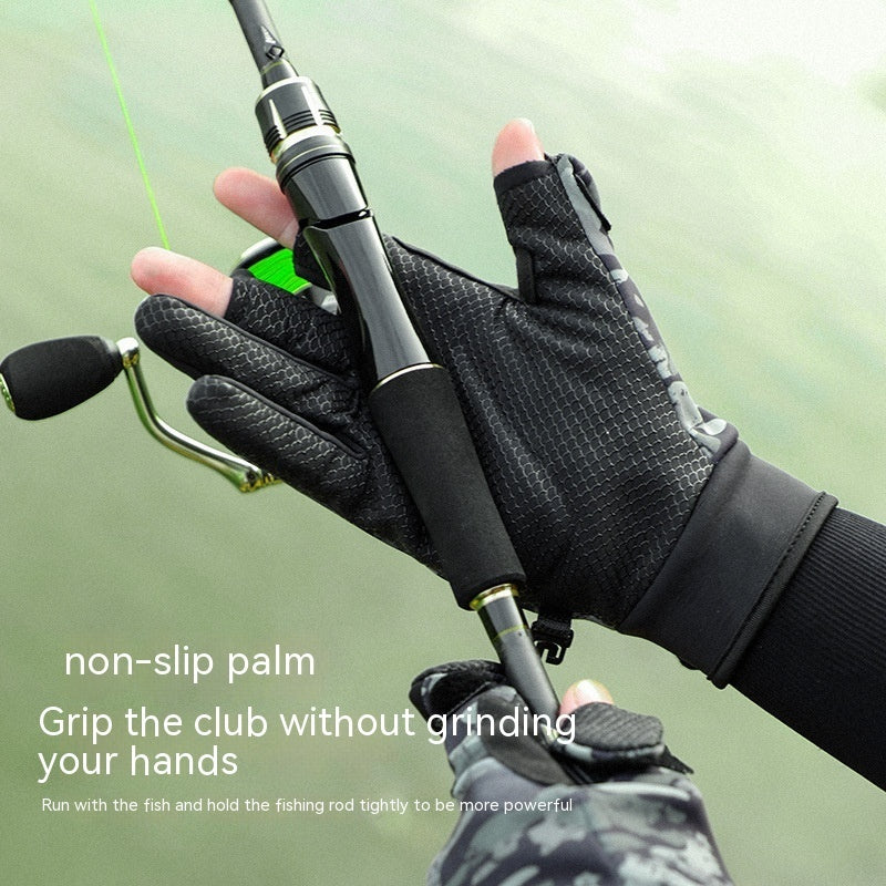 Professional Fishing Gloves Winter Exposed Three Finger Half Finger Touch Screen