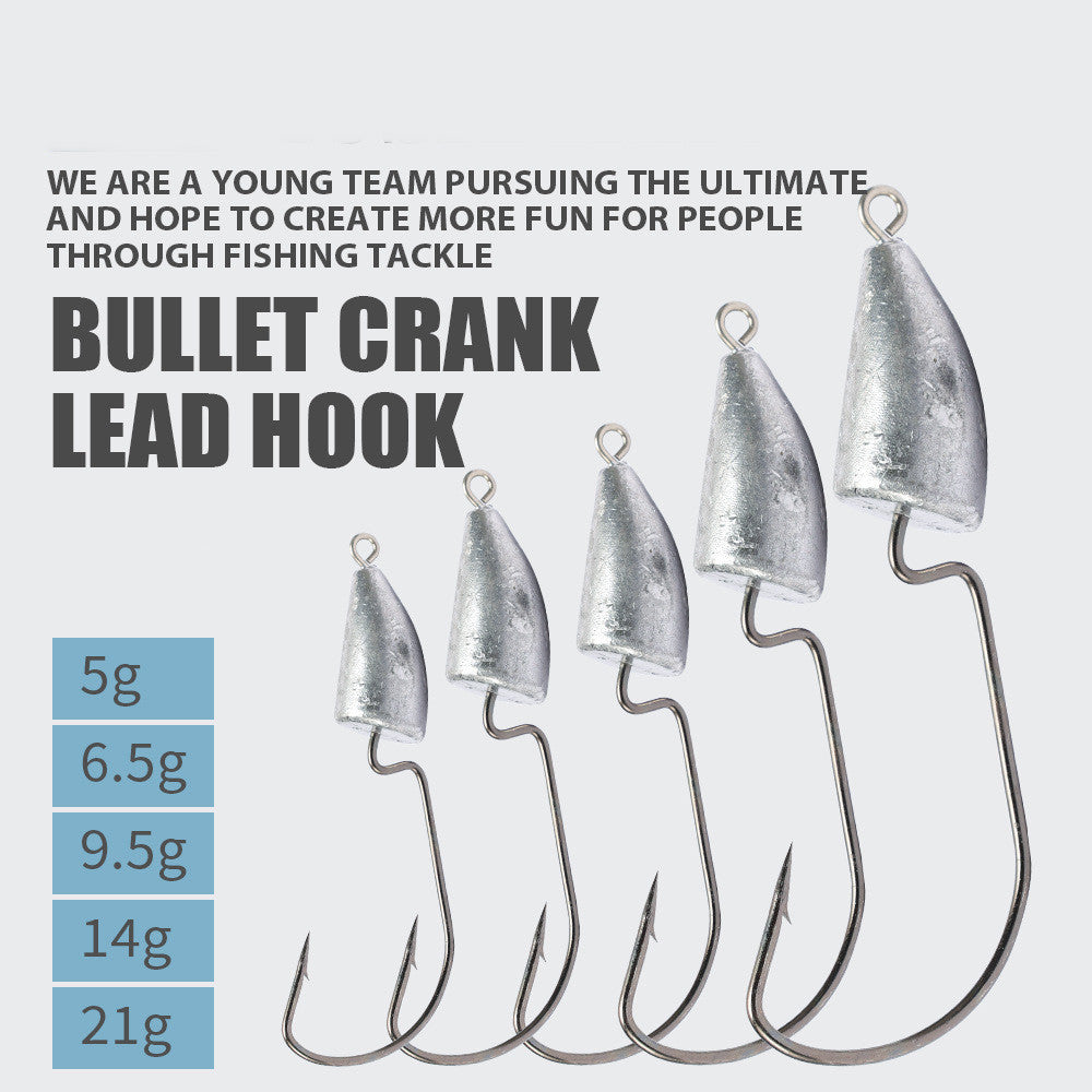 Lead Head Crank Hooks – Barbed Carbon Steel Fishing Hooks (5-Pack)
