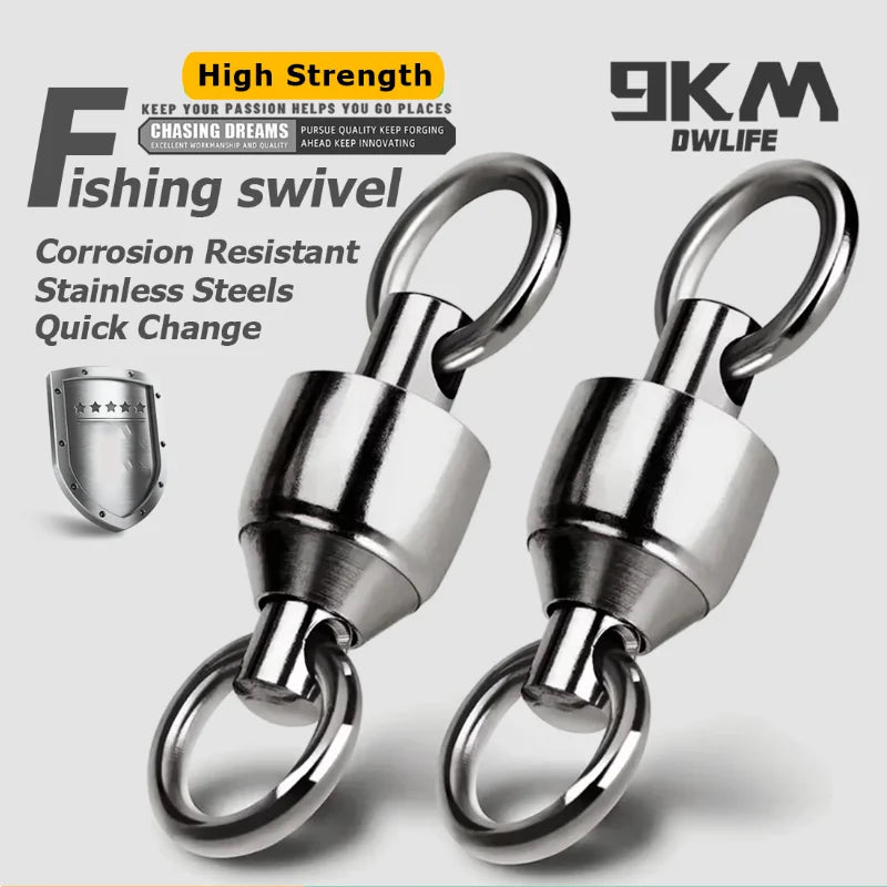 20 to 100 Pack Ball Bearing Swivel Solid Rings – Stainless Steel Fishing Connectors