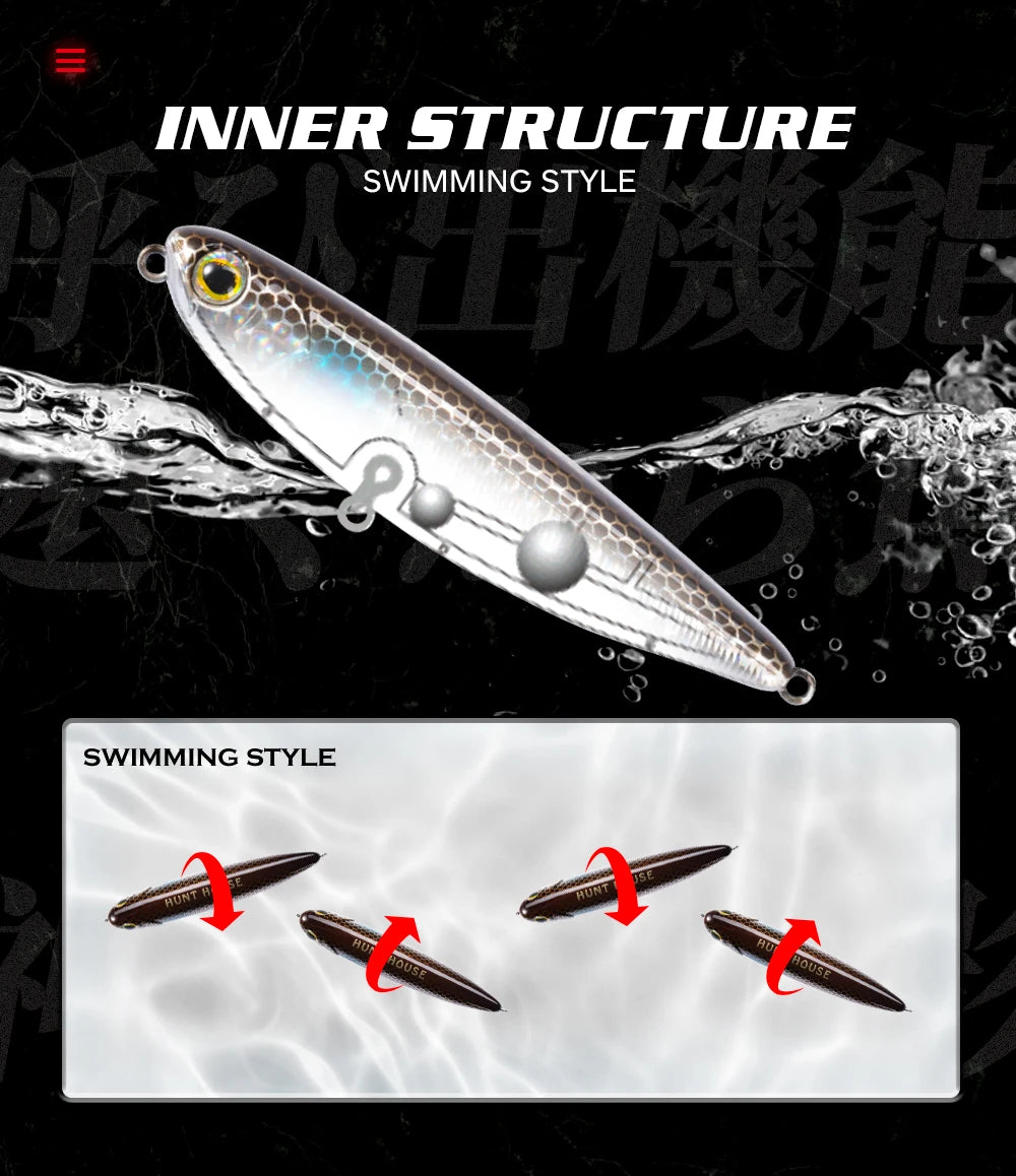 Floating Topwater Pencil Fishing Lure -100mm 17.1g Saltwater For Bass Tackle