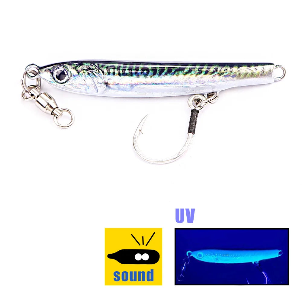 3D S-Shaped Metal Jig Lure | Fast Sinking Saltwater Fishing Spoon for Shore, Boat & Vertical Jigging | 20g–60g