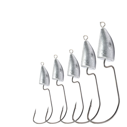 Lead Head Crank Hooks – Barbed Carbon Steel Fishing Hooks (5-Pack)