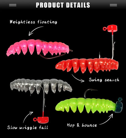 Segmented Floating Soft Worm Bait | 55mm & 80mm | 10 Colors | Saltwater & Freshwater