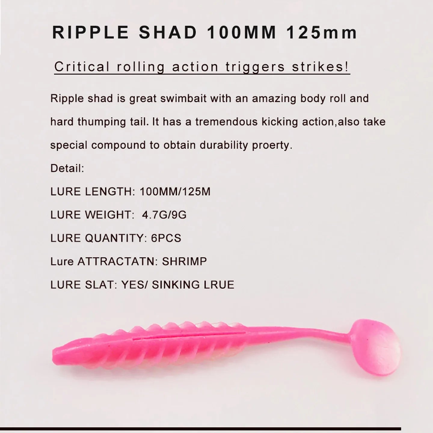 Ripple Shad Tail Artificial silicone bait