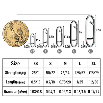 50-Pack Stainless Steel Fishing Snap Clips | Quick-Change Speed Connectors for Lures & Crankbaits