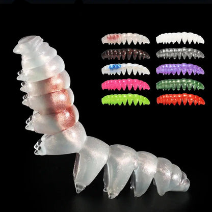 Segmented Floating Soft Worm Bait | 55mm & 80mm | 10 Colors | Saltwater & Freshwater
