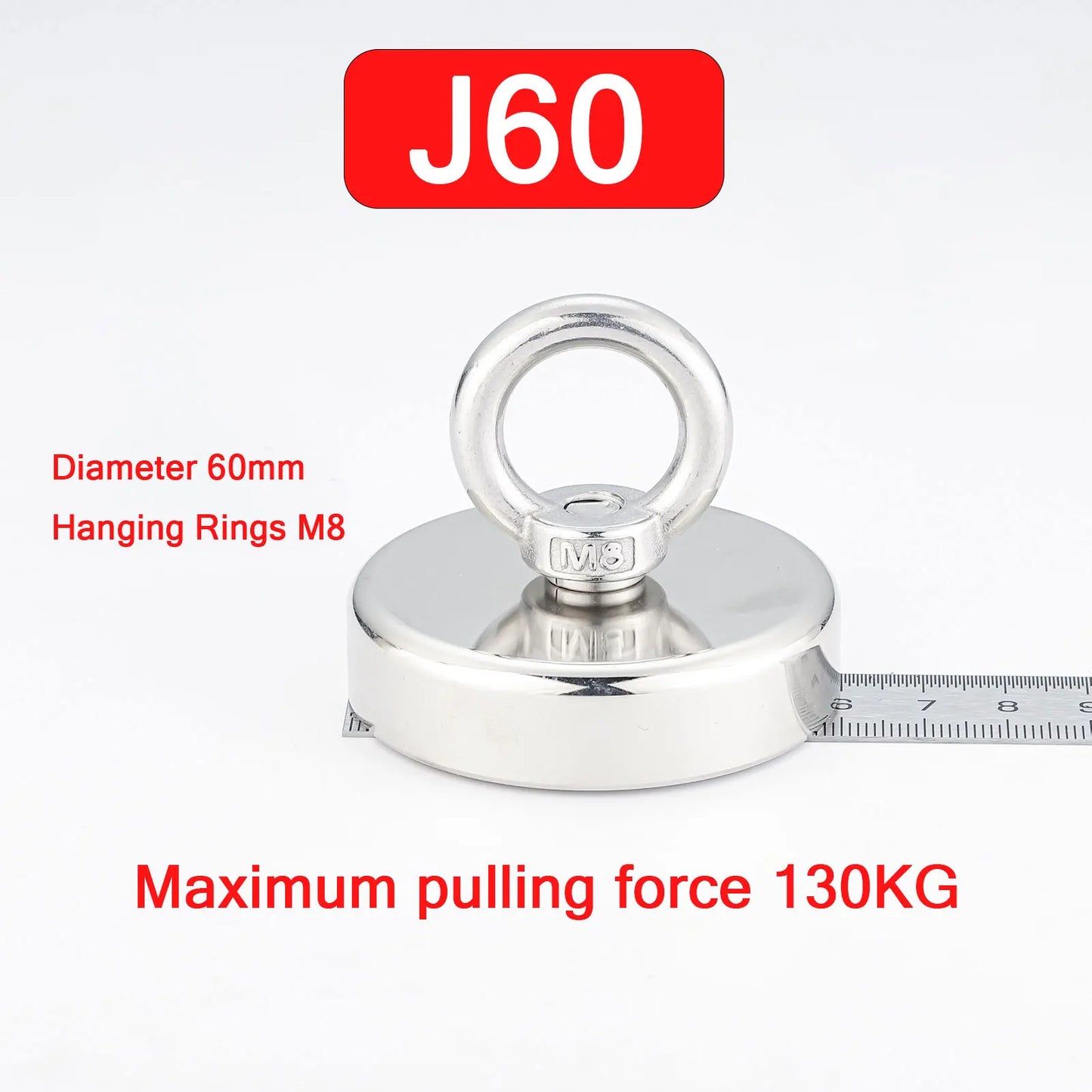 Fishing Magnet with Countersunk Hole and Eyebolt – Heavy-Duty Rare Earth Magnet for River Treasure Hunting & Retrieval