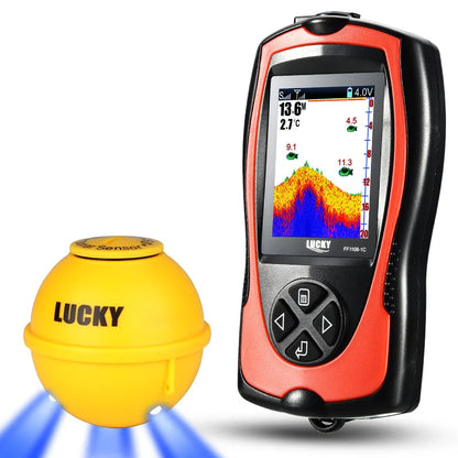 Lucky Sonar Fish Finder FF1108-1CWLA – Rechargeable Wireless Depth Echo Sounder with 45M Range