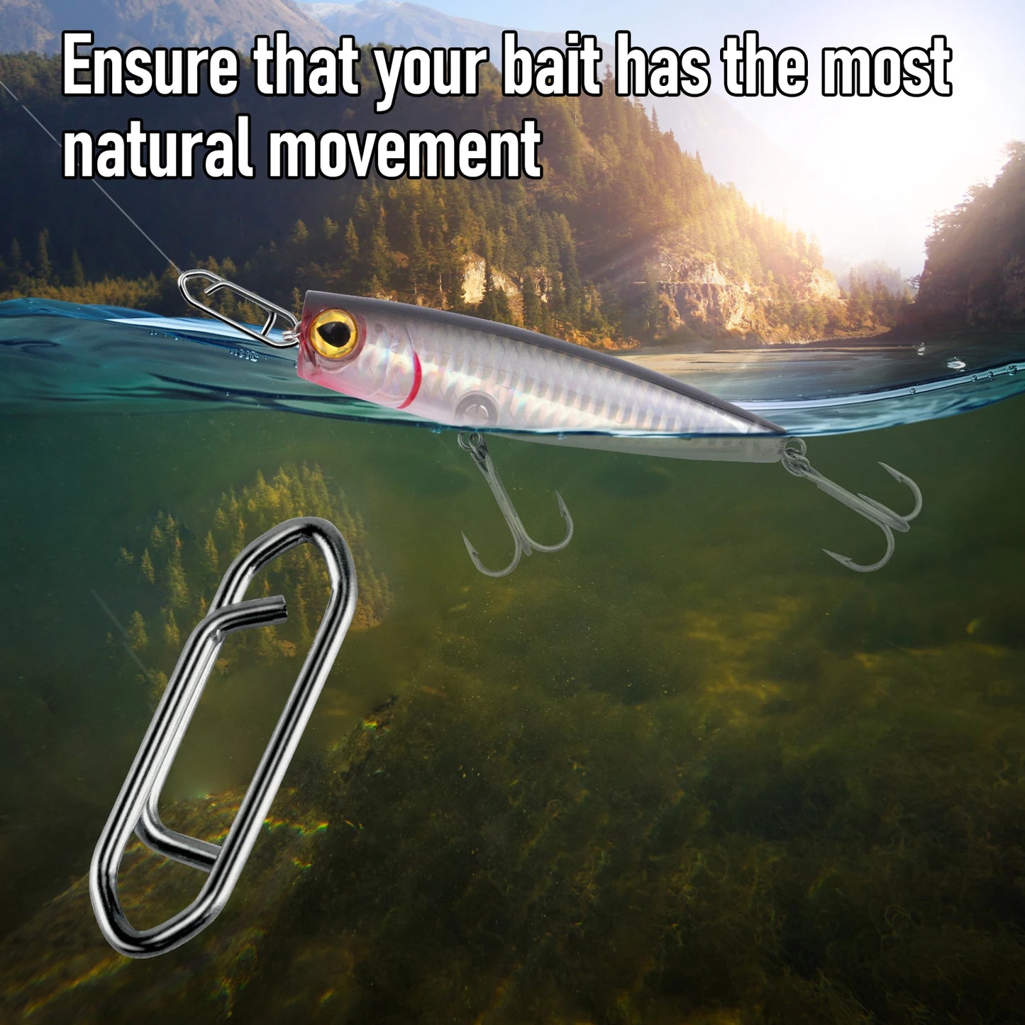 50-Pack Stainless Steel Fishing Snap Clips | Quick-Change Speed Connectors for Lures & Crankbaits