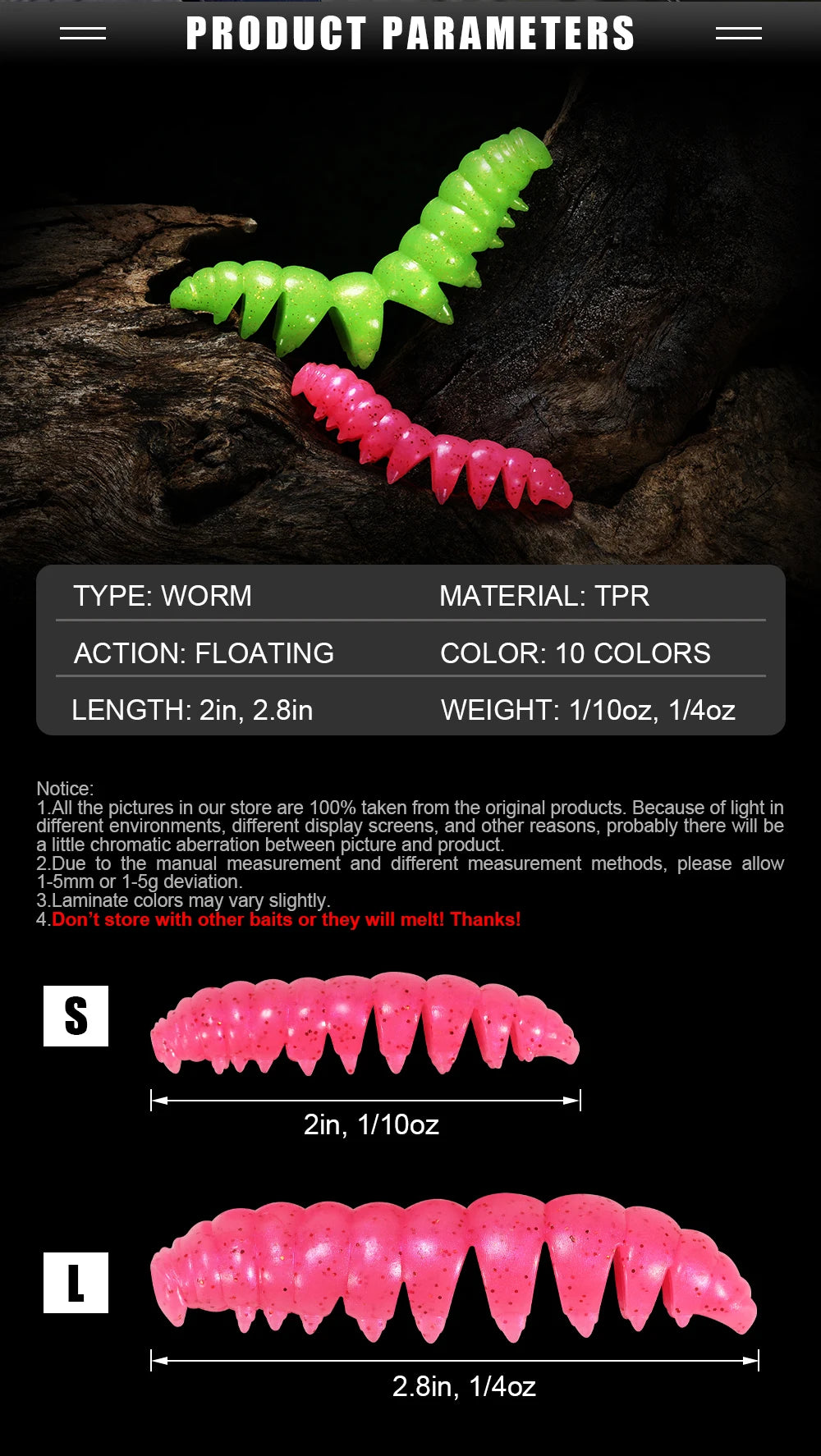 Segmented Floating Soft Worm Bait | 55mm & 80mm | 10 Colors | Saltwater & Freshwater