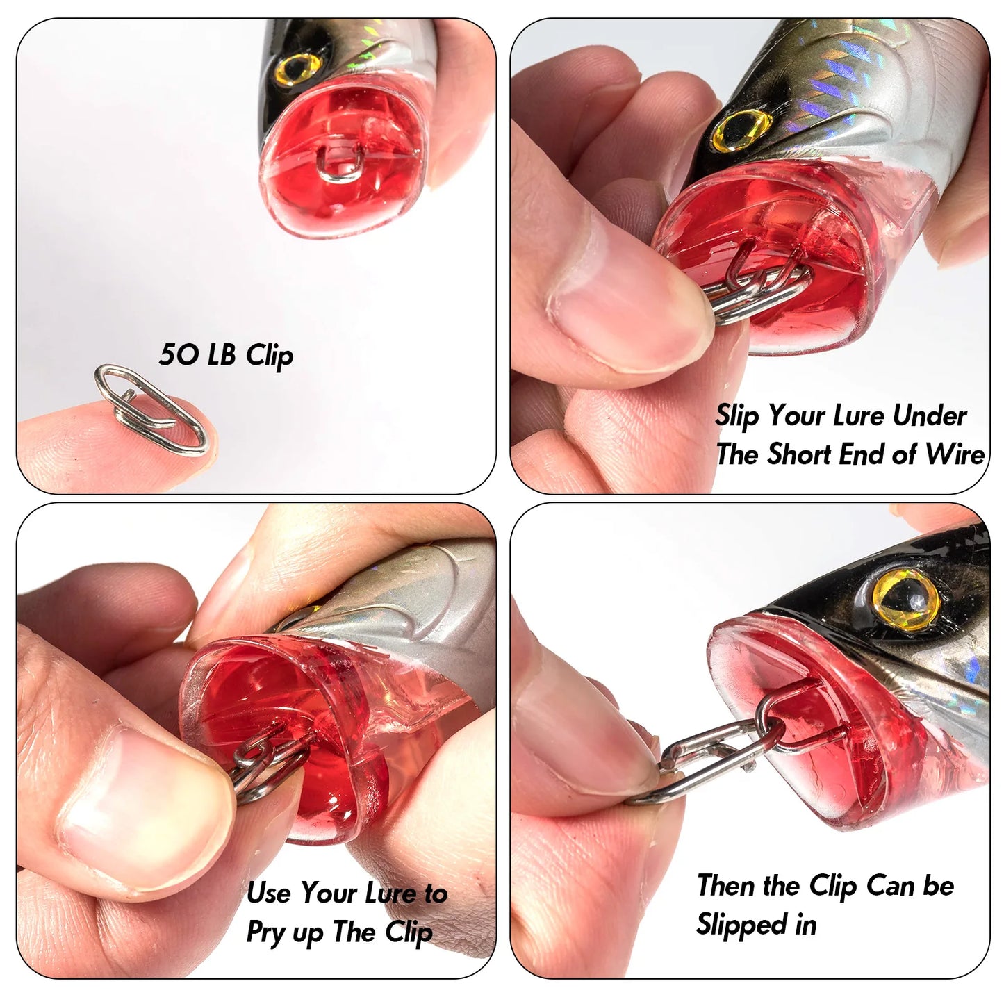 50-Pack Stainless Steel Fishing Snap Clips | Quick-Change Speed Connectors for Lures & Crankbaits