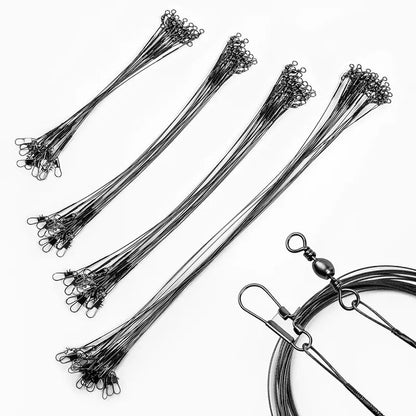 20PC Anti Bite Steel Fishing Line with Swivel - Fishing Wire Olta Leadcore Leash