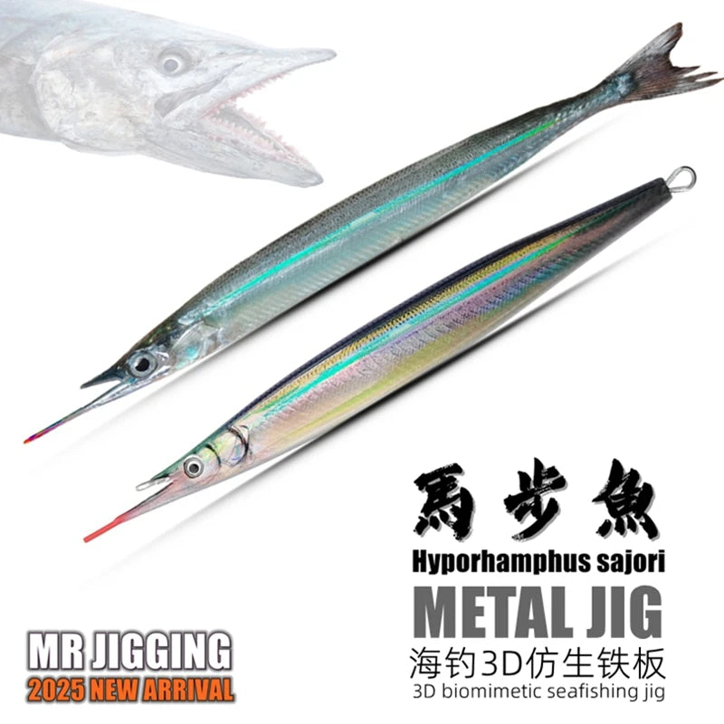 3D Hyporhamphus Sajori Metal Jig 30g-120g Tuna Bait Spanish Mackerel Grouper Lure Bonito Jigging  Fishing Spoon
