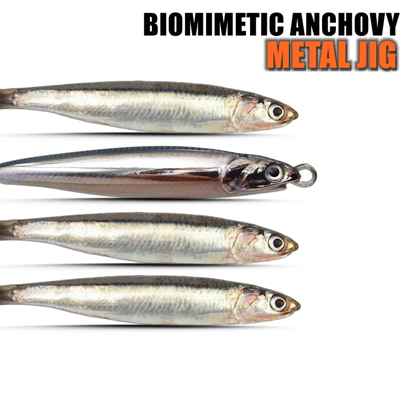 3D Biomimetic Anchovy Metal Jig | Speed Jigging Lure for Spanish Mackerel, Tuna & Saltwater Fish – 30g to 120g