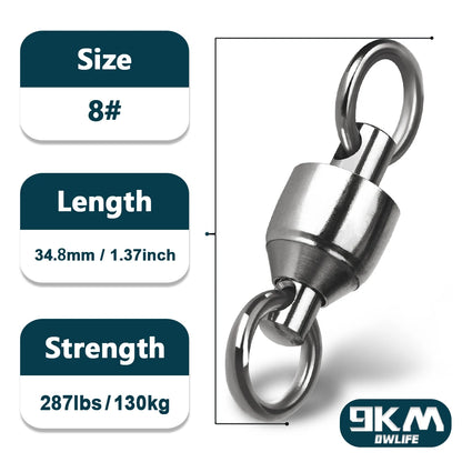 20 to 100 Pack Ball Bearing Swivel Solid Rings – Stainless Steel Fishing Connectors
