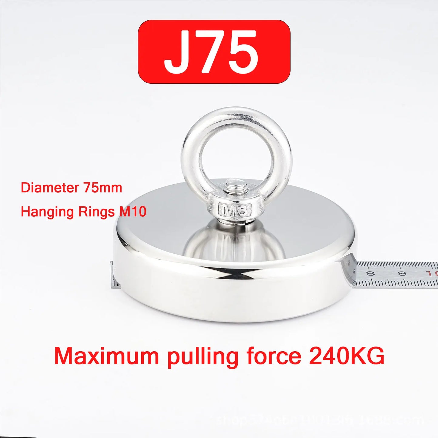 Fishing Magnet with Countersunk Hole and Eyebolt – Heavy-Duty Rare Earth Magnet for River Treasure Hunting & Retrieval