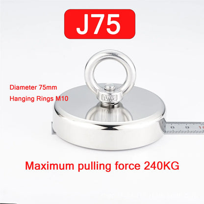 Fishing Magnet with Countersunk Hole and Eyebolt – Heavy-Duty Rare Earth Magnet for River Treasure Hunting & Retrieval
