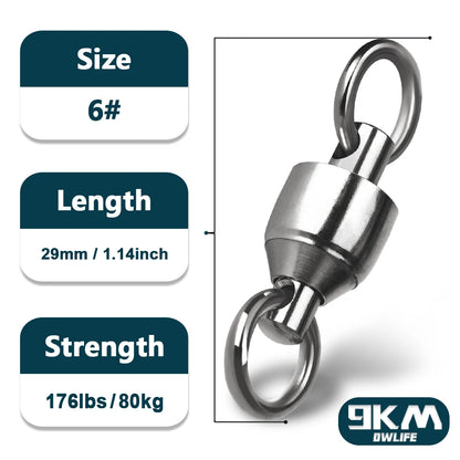 20 to 100 Pack Ball Bearing Swivel Solid Rings – Stainless Steel Fishing Connectors