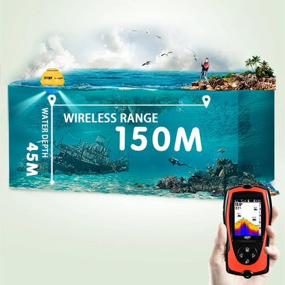 Lucky Sonar Fish Finder FF1108-1CWLA – Rechargeable Wireless Depth Echo Sounder with 45M Range