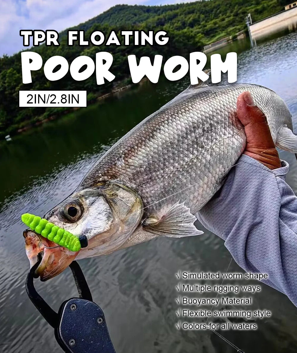 Segmented Floating Soft Worm Bait | 55mm & 80mm | 10 Colors | Saltwater & Freshwater