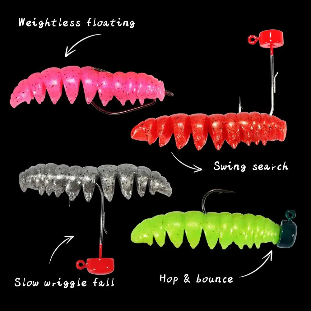 Segmented Floating Soft Worm Bait | 55mm & 80mm | 10 Colors | Saltwater & Freshwater