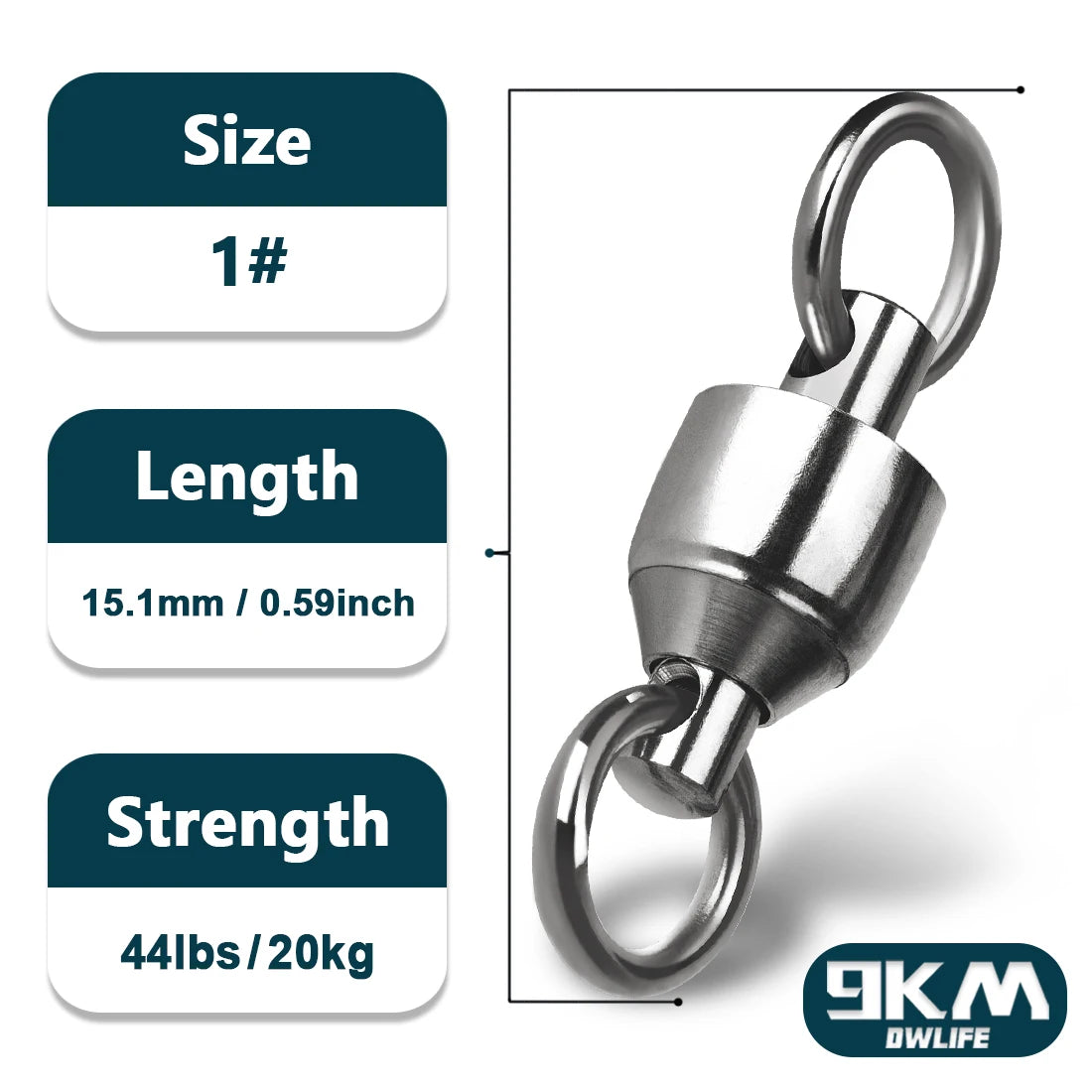 20 to 100 Pack Ball Bearing Swivel Solid Rings – Stainless Steel Fishing Connectors