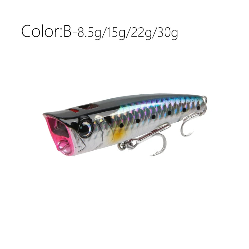 Topwater Popper Fishing Lure | Hard Bait for Bass, Pike & Sea Bass – 75mm/8.5g & 90mm/15g