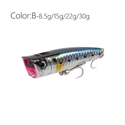 Topwater Popper Fishing Lure | Hard Bait for Bass, Pike & Sea Bass – 75mm/8.5g & 90mm/15g