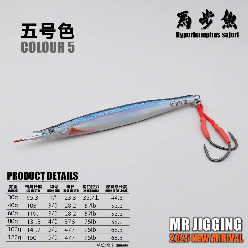 3D Hyporhamphus Sajori Metal Jig 30g-120g Tuna Bait Spanish Mackerel Grouper Lure Bonito Jigging  Fishing Spoon