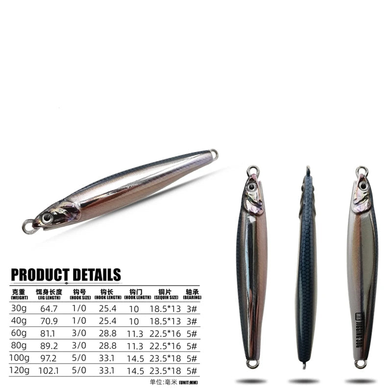 3D Biomimetic Anchovy Metal Jig | Speed Jigging Lure for Spanish Mackerel, Tuna & Saltwater Fish – 30g to 120g