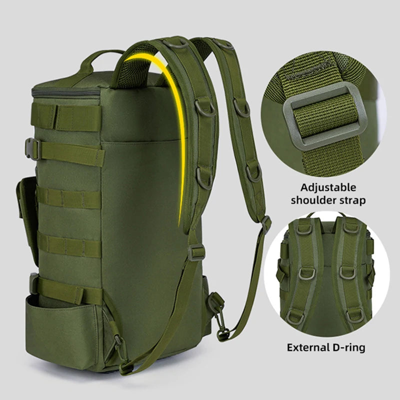 Tactical Fishing Backpack – Waterproof Tackle Bag with Rod Holders and Molle System for Outdoor Adventures