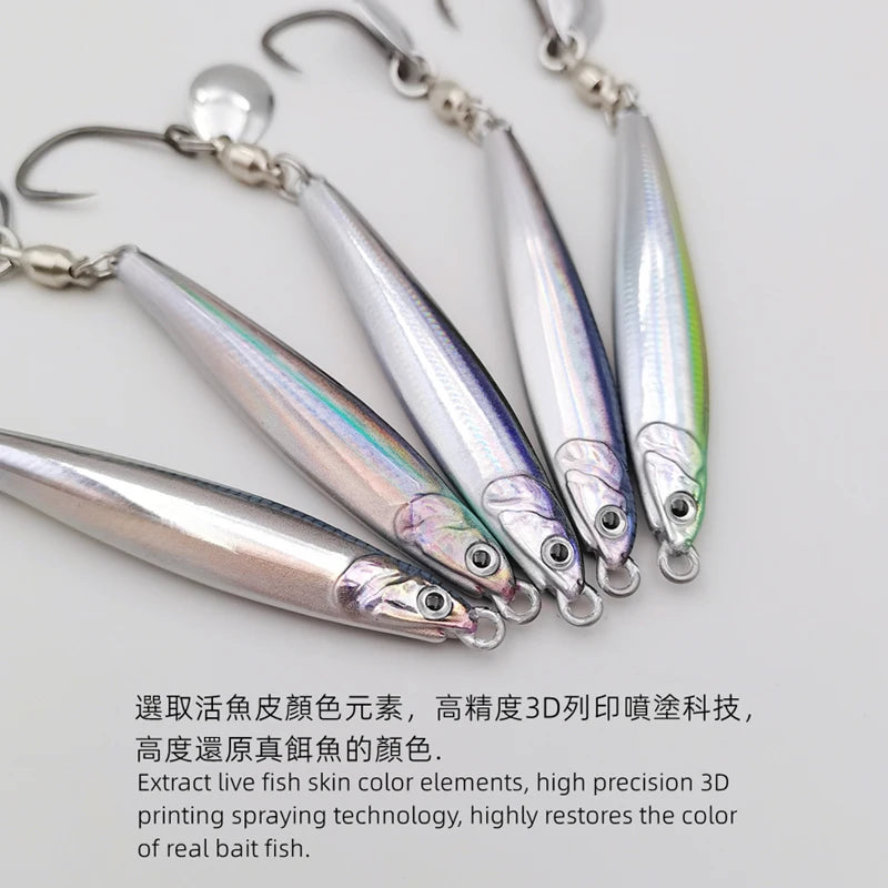 3D Biomimetic Anchovy Metal Jig | Speed Jigging Lure for Spanish Mackerel, Tuna & Saltwater Fish – 30g to 120g