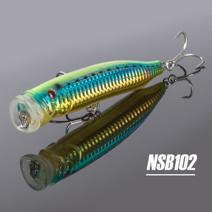 Topwater Saltwater Rattle Lure –  Floating Hard Bait with Corrosion-Resistant Hooks