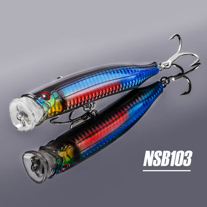 Topwater Saltwater Rattle Lure –  Floating Hard Bait with Corrosion-Resistant Hooks